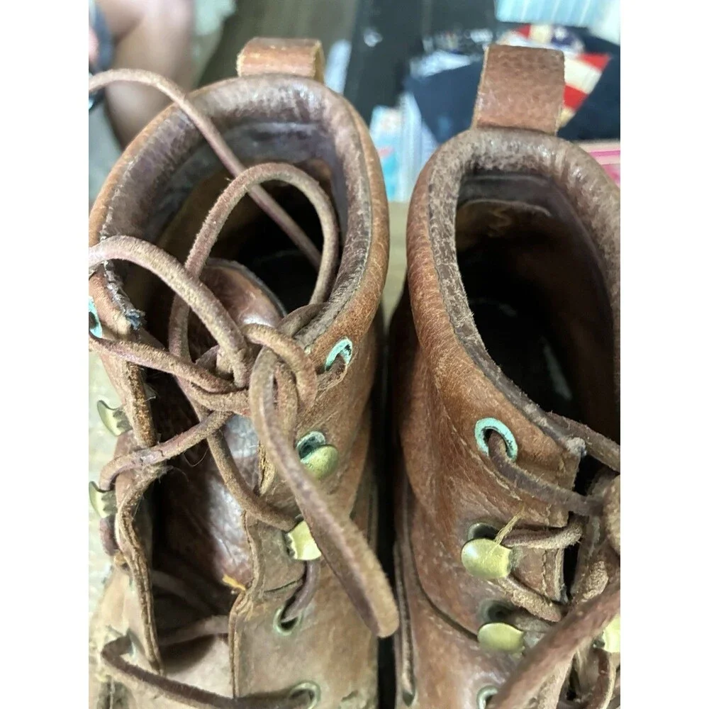 Justin Womens 6.5 Brown Leather Lace Up Moc Toe Boots Lug Sole Casual Work